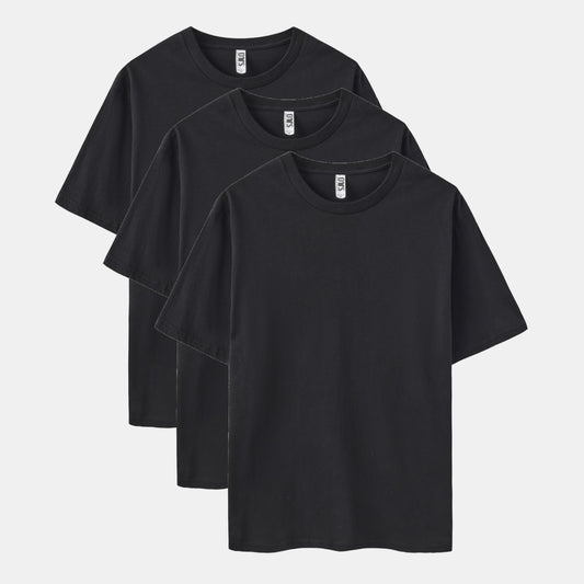 Solid All Black 3-Pack Crew Neck