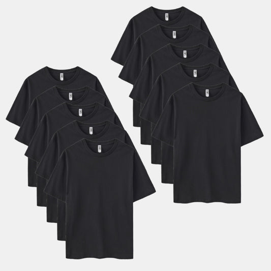 Solid All Black 10-Pack Crew Neck