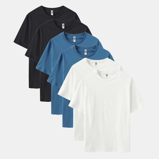 Solid 6-Pack Crew Neck（2x Black/2x White/2x Dark Pool）