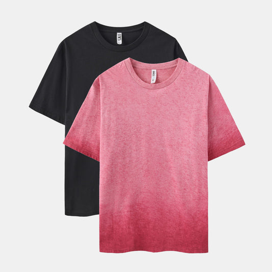 Ombre & Solid Crew Neck 2-Pack (Red/Black)
