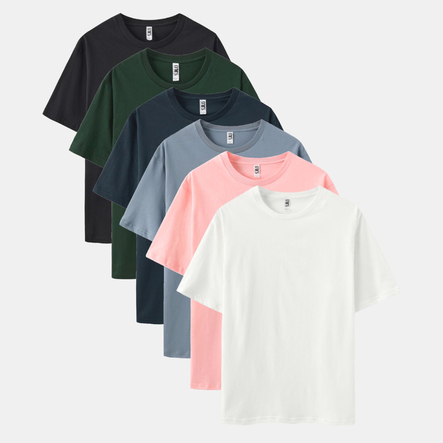 Solid 6-Pack Crew Neck（Black/Spruce Green/Columbia Navy/Steel/Cupid/White）