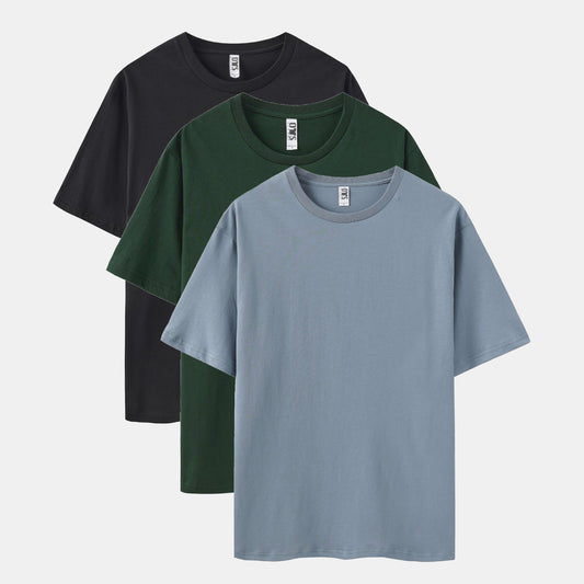 Solid 3-Pack Crew Neck（Black/Spruce Green/Steel）