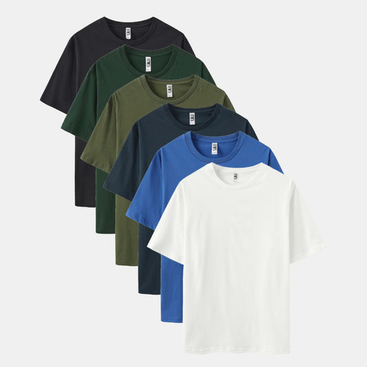 Solid 6-Pack Crew Neck（Black/Spruce Green/Surplus Green/Columbia Navy/Vivid Blue/White)