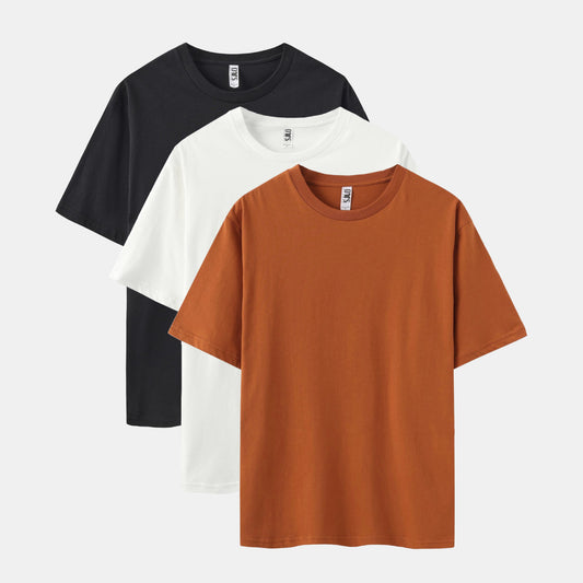 Solid 3-Pack Crew Neck（Black/White/Cinnamon Stick）