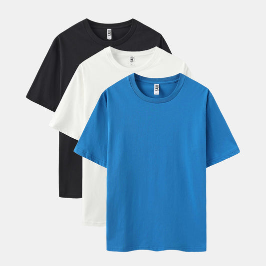 Solid 3-Pack Crew Neck（Black/White/Turquoise）