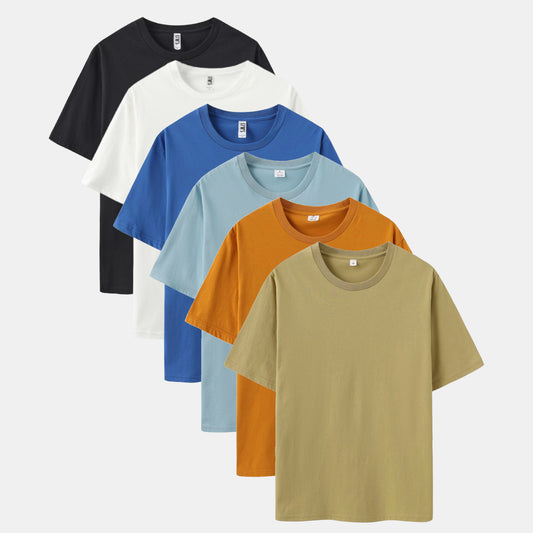 Solid 6-Pack Crew Neck（Black/White/Vivid Blue/Ripple Blue/Gold Amber/Beach)