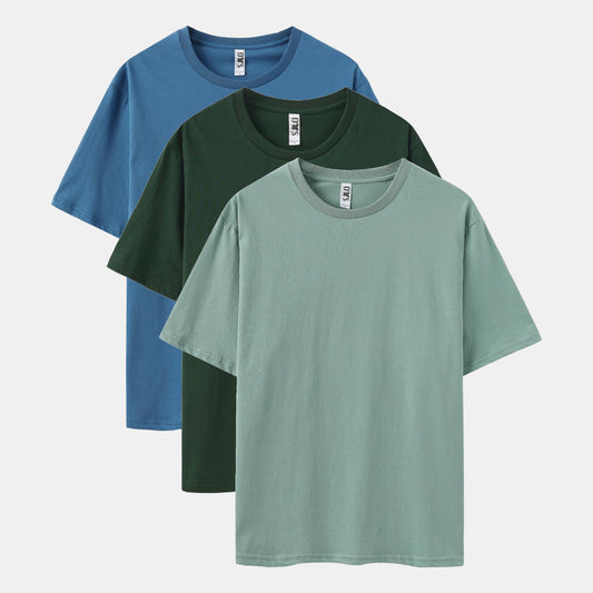 Solid 3-Pack Crew Neck（Dark Pool/Spruce Green/Stone Blue）