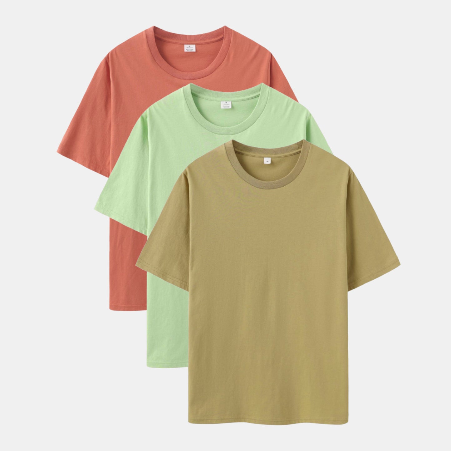 Solid 3-Pack Crew Neck（Faded Peach/Sage Leaf/Beach）