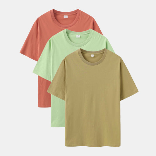 Solid 3-Pack Crew Neck（Faded Peach/Sage Leaf/Beach）
