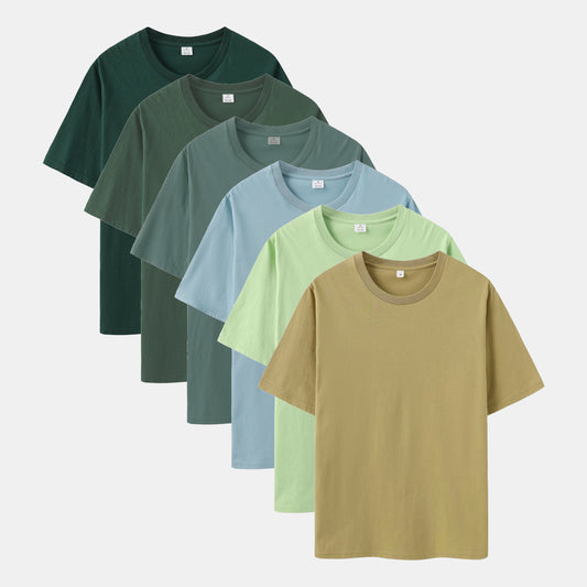 Solid 6-Pack Crew Neck（Midnight Teal/Thyme Green/Metal/Ripple Blue/Sage Leaf/Beach)