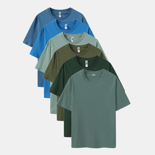 Unisex Solid 6-Pack Crew Neck（Metal/Spruce Green/Surplus Green/Stone Blue/Turquoise/Dark Pool)