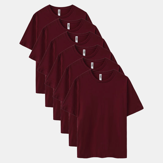 Unisex Solid All Rich Wine 6-Pack Crew Neck