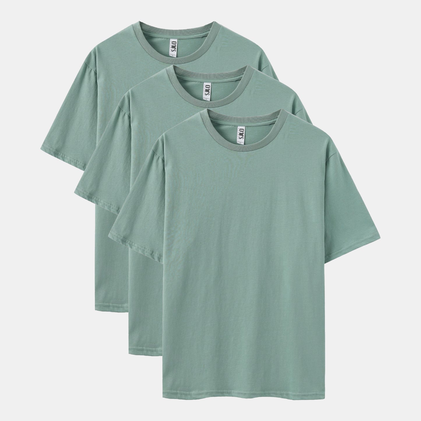 Unisex Solid Stone Blue 3-Pack Crew Neck