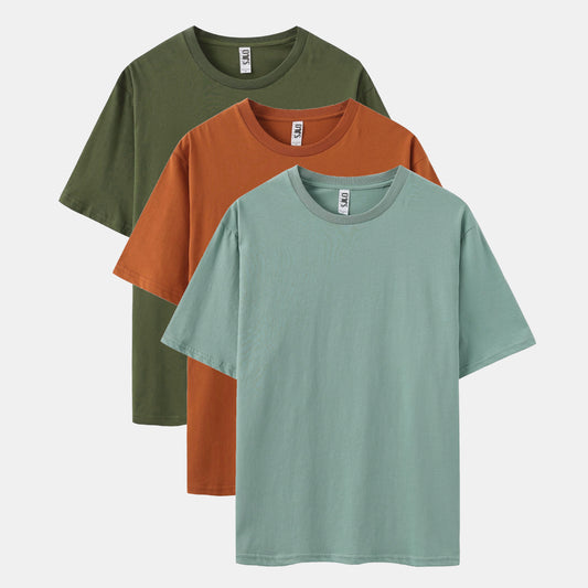 Solid 3-Pack Crew Neck（Surplus Green/Cinnamon Stick/Stone Blue）