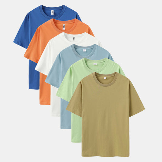 Solid 6-Pack Crew Neck（Vivid Blue/Desert Orange/White/Ripple Blue/Sage Leaf/Beach)