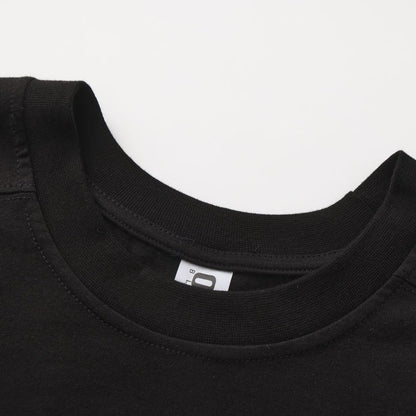 Solid Black Long Sleeve Crew Neck Hem Side Slit Loose T-shirt