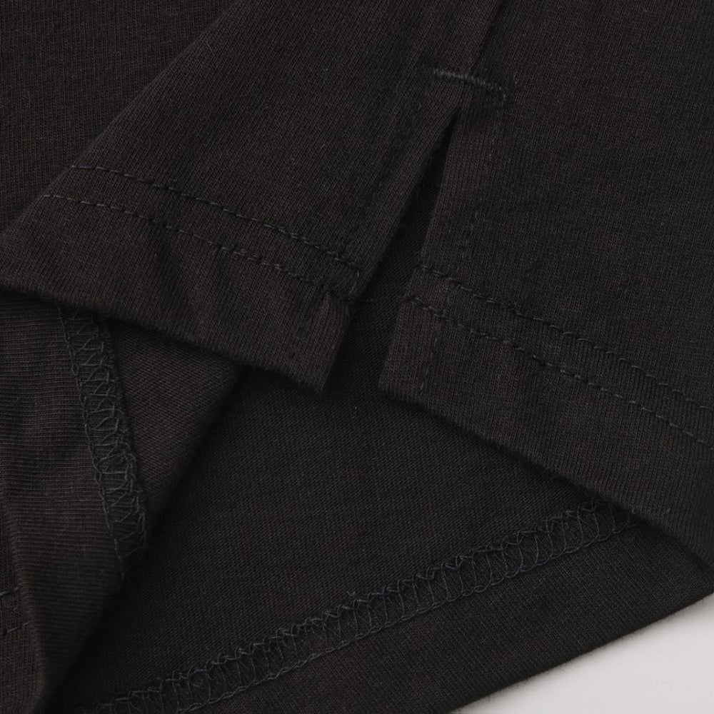 Black Long Sleeve Hem Side Slit Loose Hooded Top