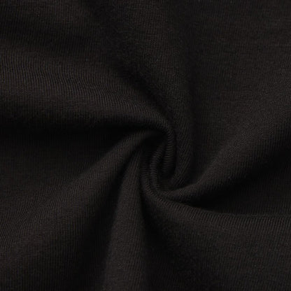 Black Long Sleeve Hem Side Slit Loose Hooded Top