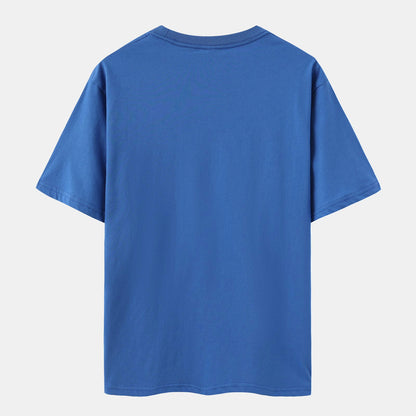 Unisex Solid Vivid Blue Crew Neck