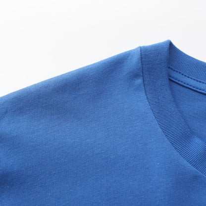 Unisex Solid Vivid Blue Crew Neck