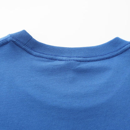 Unisex Solid Vivid Blue Crew Neck