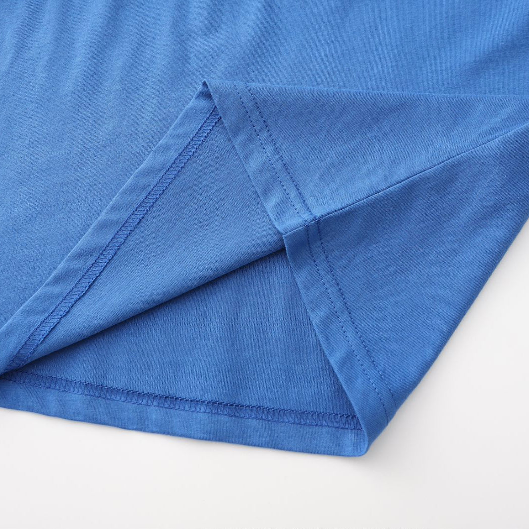 Unisex Solid Vivid Blue Crew Neck