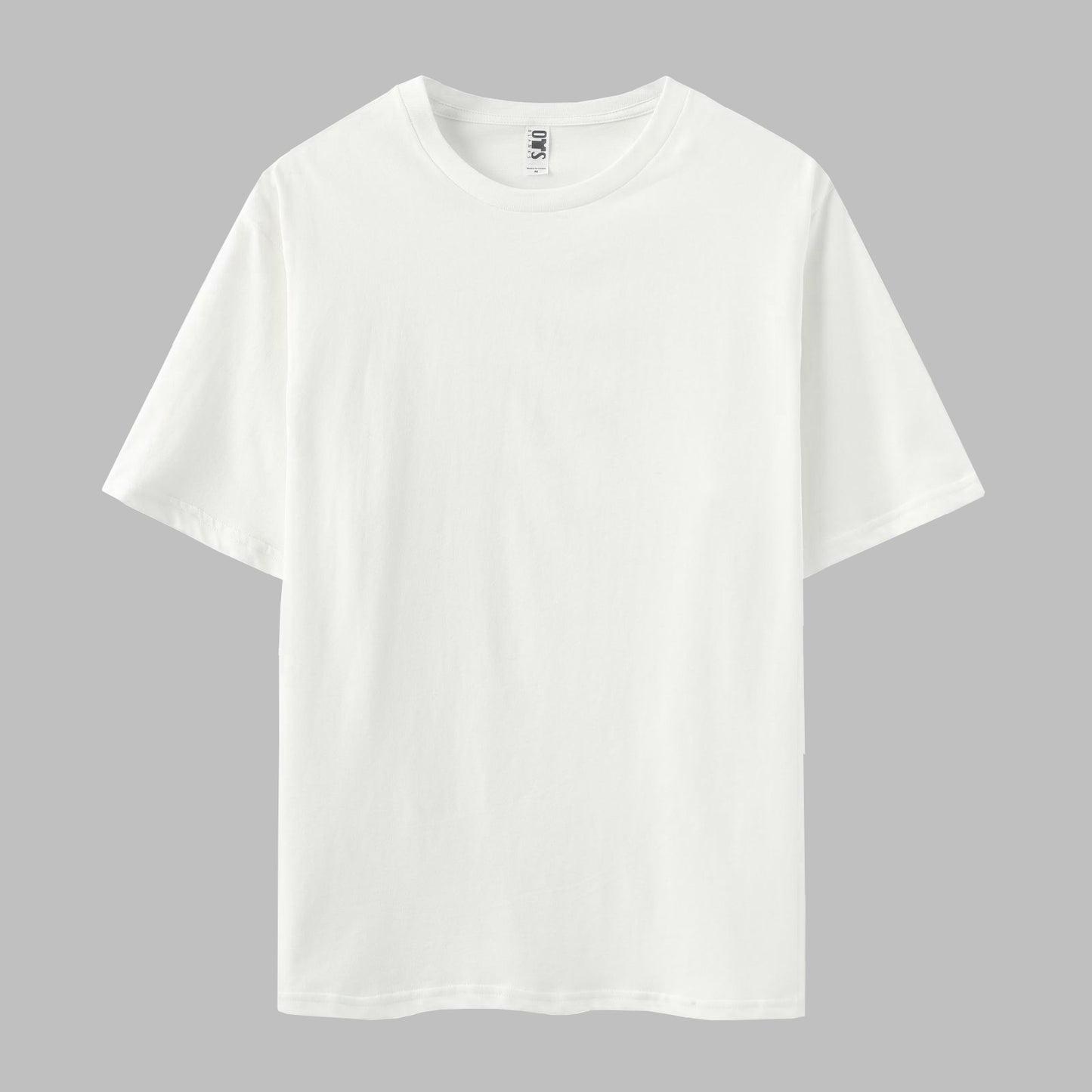 Unisex Solid White Crew Neck