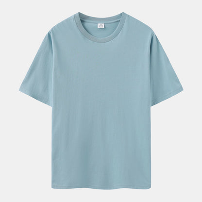 Unisex Solid Ripple Blue Crew Neck