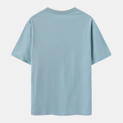 Unisex Solid Ripple Blue Crew Neck