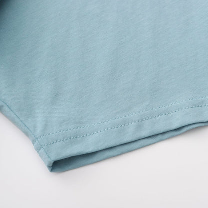 Unisex Solid Ripple Blue Crew Neck