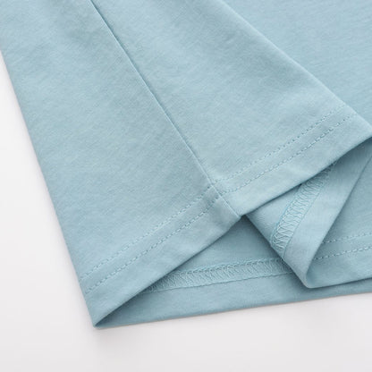 Unisex Solid Ripple Blue Crew Neck