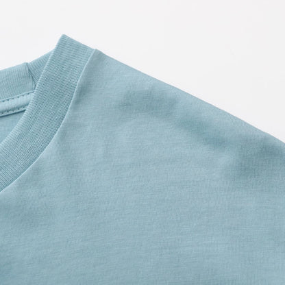 Unisex Solid Ripple Blue Crew Neck