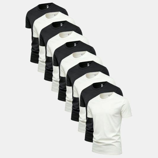Unisex Solid 10-Pack Crew Neck (5x White, 5x Black)